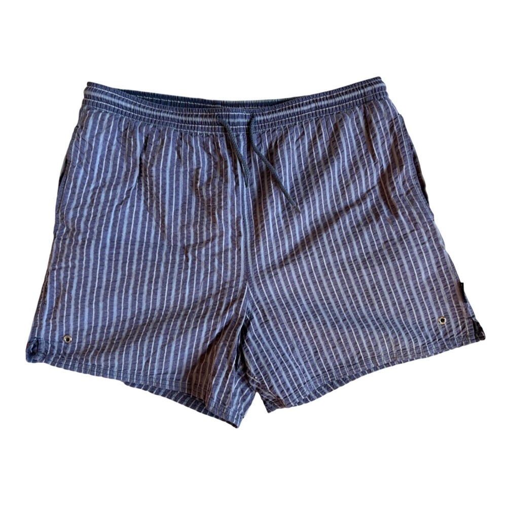 Geoffrey Beene Mens Purple Striped Seersucker Swim Trunks Shorts Size M